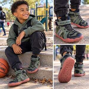 Kubua Kids Camo High-Top Sneakers EUR 32 Olive Green Rust Red Soles